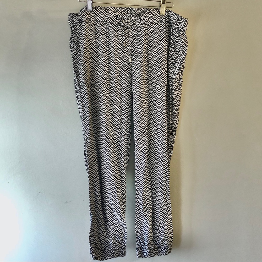 Herringbone Pattern Drawstring Work Pants